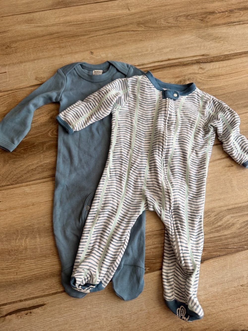 Blue and Striped Baby Footie Sleepers - 2 Pack
